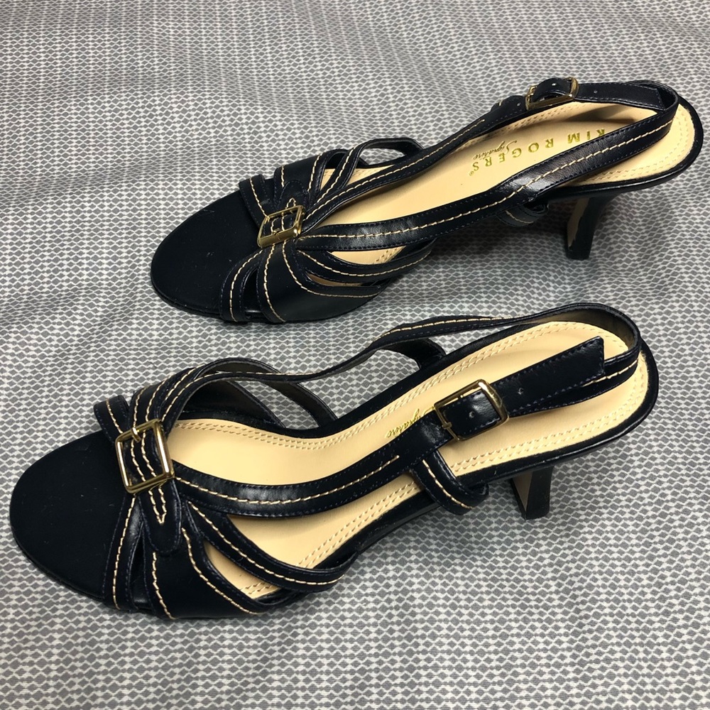 Kim Rogers Signature Black Strappy Heels Size 7